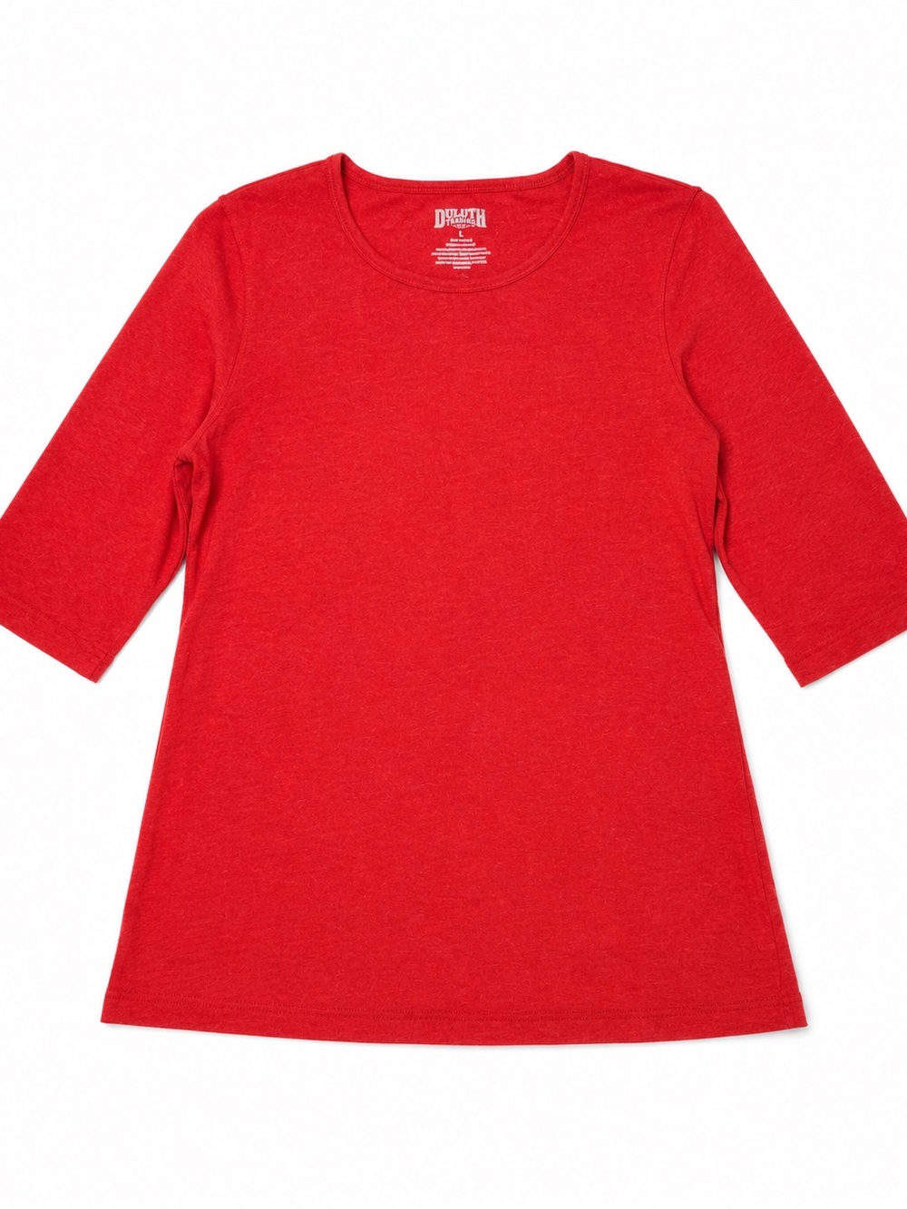 Duluth Trading Co Red Cotton Knit T-Shirt Round Neck 3/4 Sleeve Women’s Size L